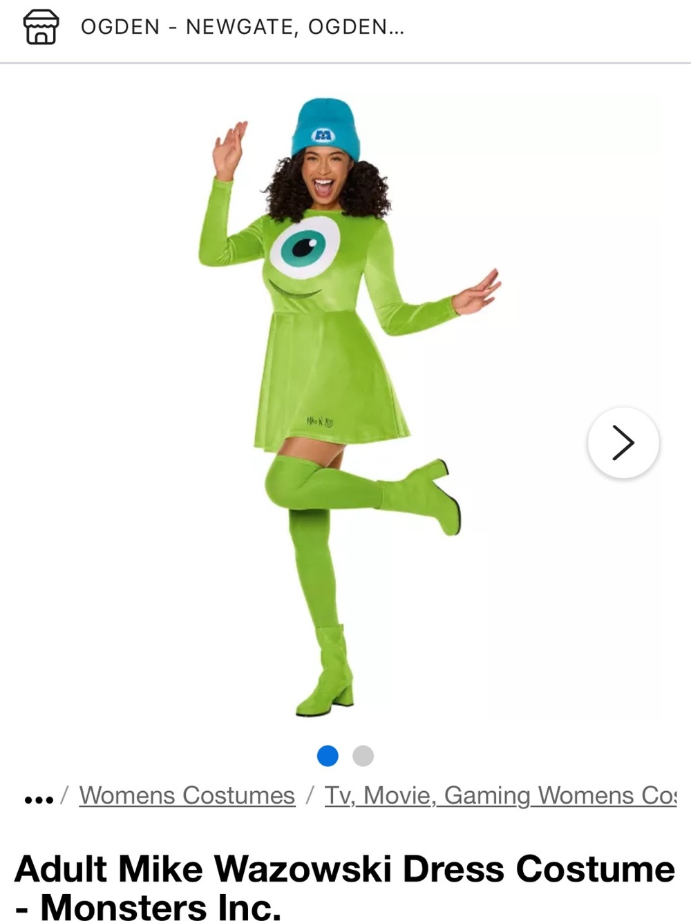 Spirit Women's Bright Green Mike Wazowski Eye Dress Costume